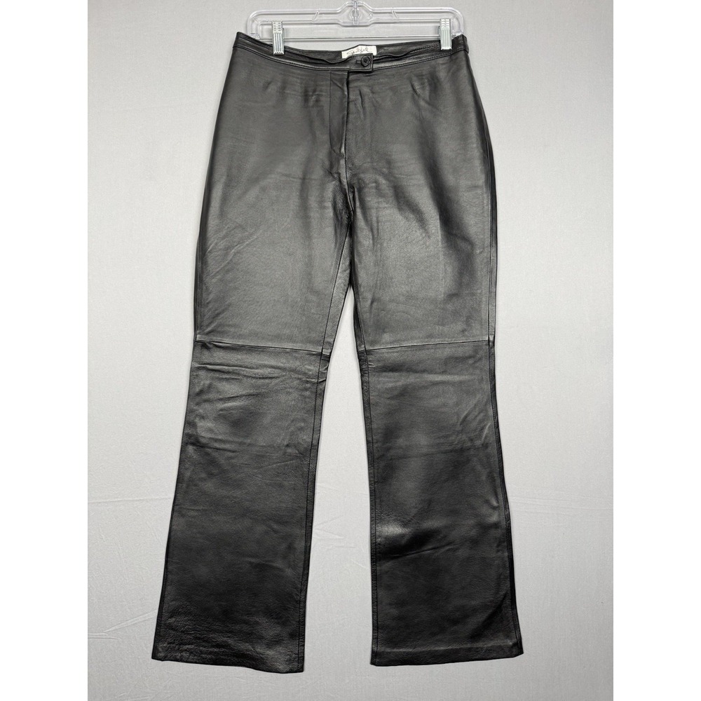 Vintage Spiegel Black Leather Pants Womens 8 28x31 Chaps Motorcycle Riding Biker